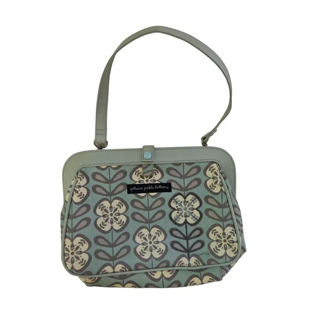 Petunia Pickle Bottom Diaper Bag Tote Mint Green Floral